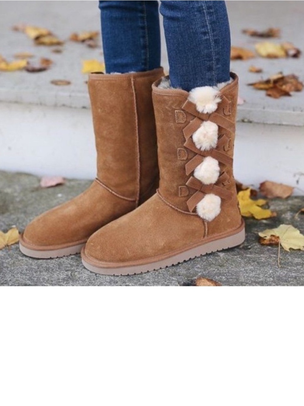 Koolaburra by UGG Victoria Mid Calf Chestnut Bow Boots Size 6